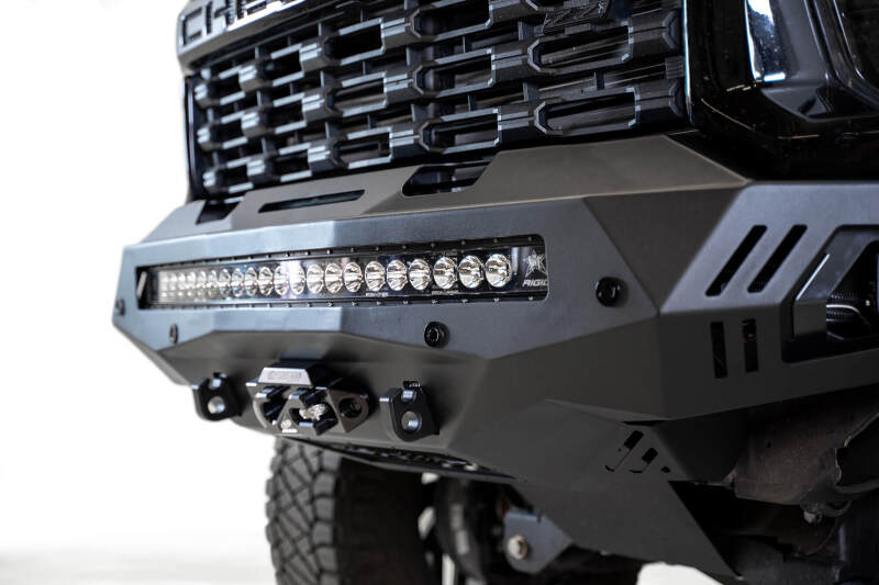 Chevrolet Silverado 3500 Bumper - Front - Addictive Desert Designs - Stealth Fighter - Hammer Black with Satin Black Panels - `20-`27